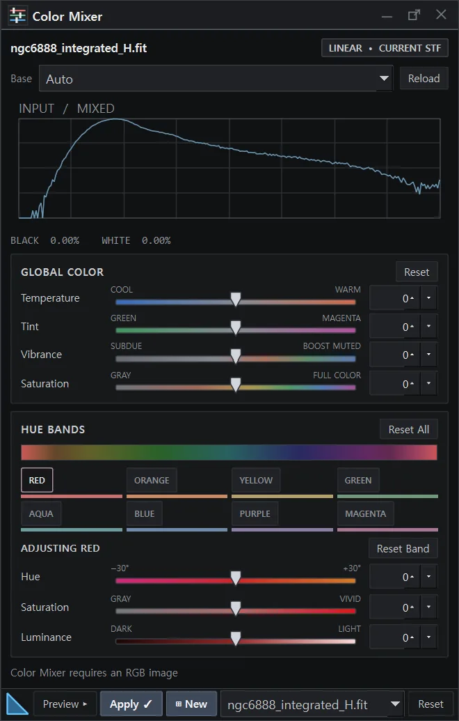 The Colour Mixer panel in AstrylStudio