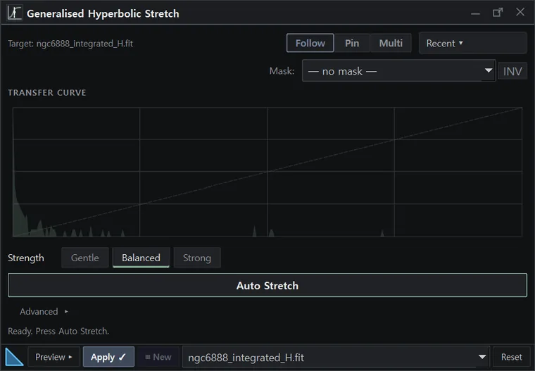 The Generalised Hyperbolic Stretch panel in AstrylStudio